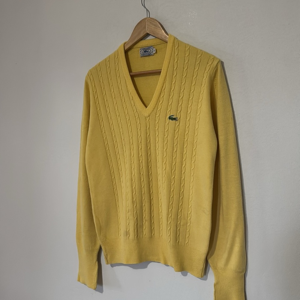 Vintage Izod Lacoste Sweater / Medium / 1970s / Yellow - Picture 2 of 9
